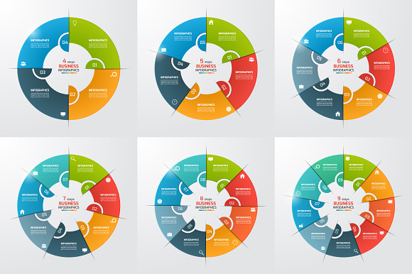 Set of circle infographic templates in Presentation Templates