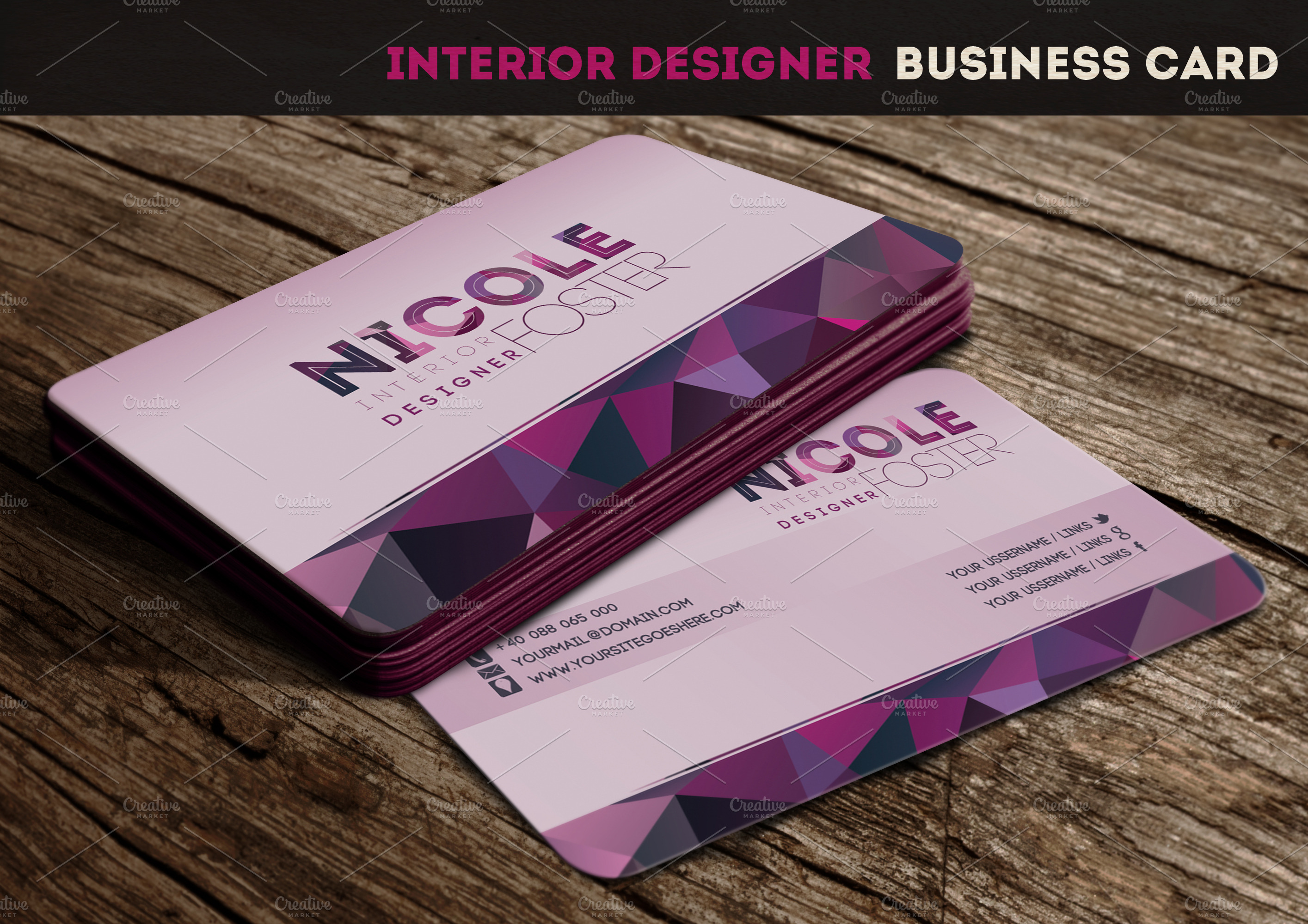 Interior Designer Business Card Business Card Templates Creative Market
