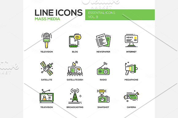 Mass Media - Line Icons Set in Icons