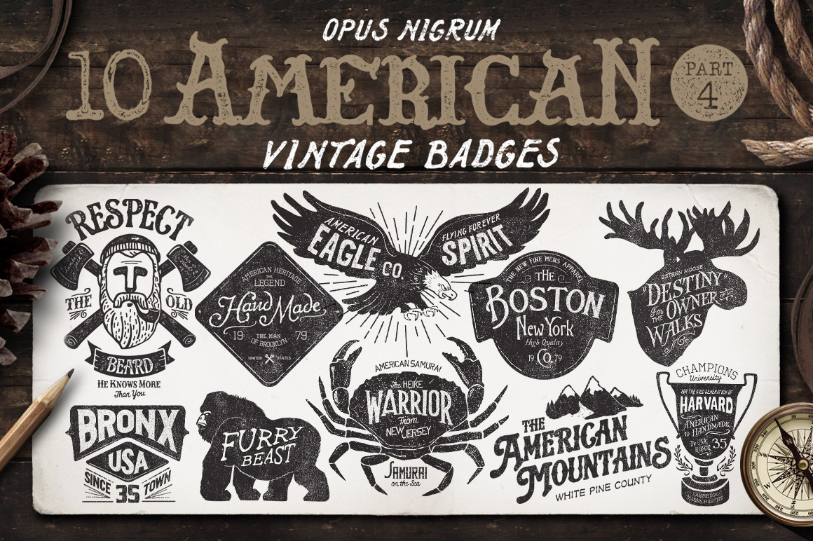  American  Vintage  Badges Part 4 Logo  Templates Creative 