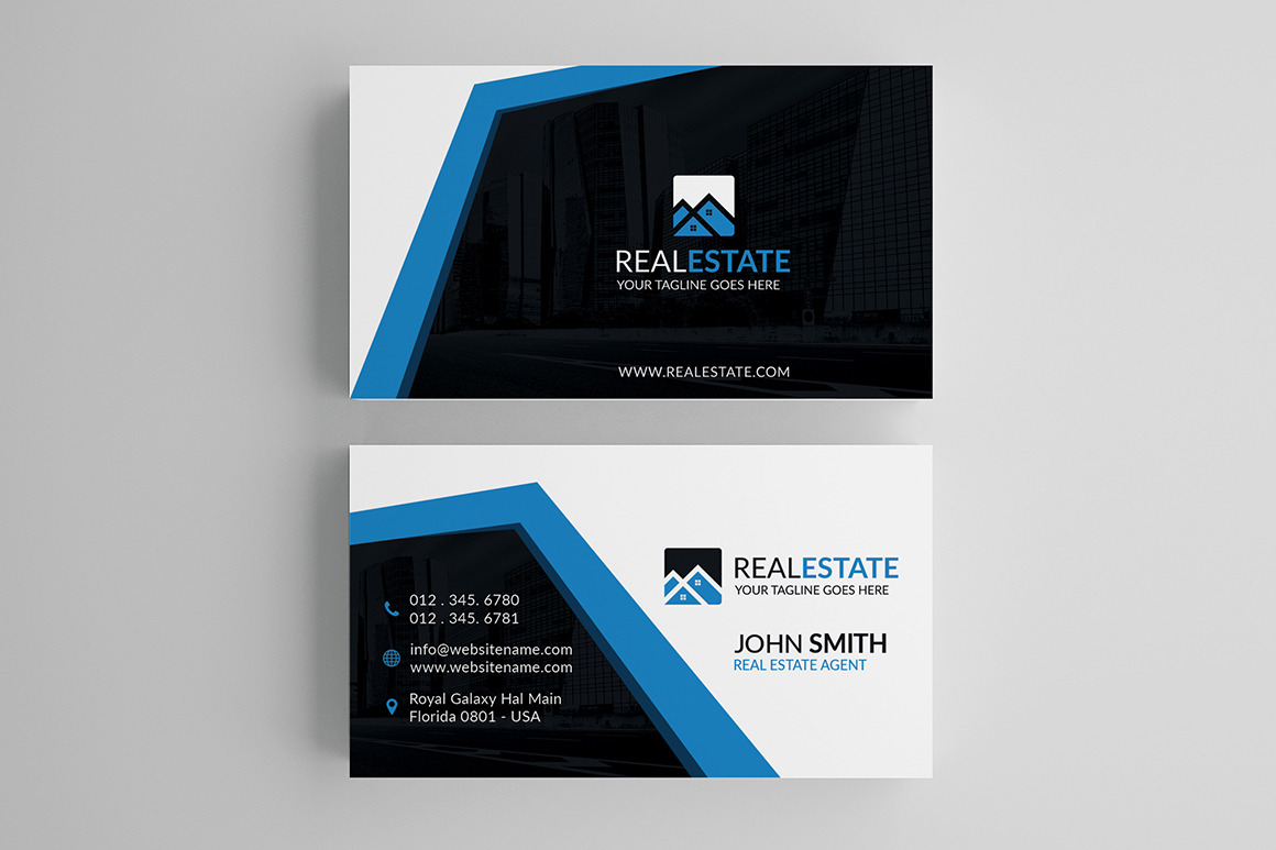 Modern Real Estate Business Card ~ Business Card Templates ~ Creative Market