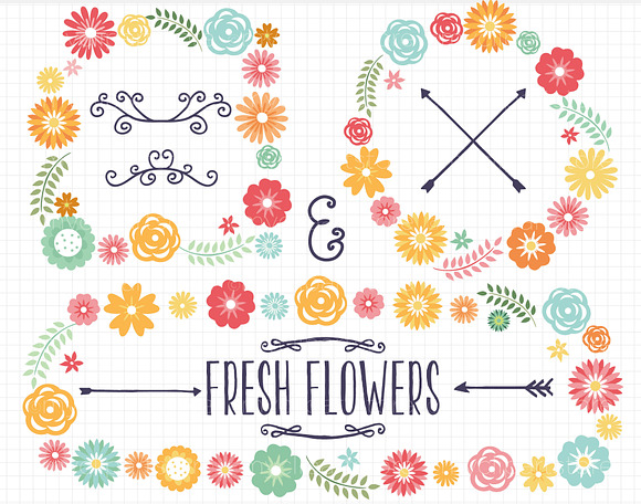 Spring Floral Wreaths, Frames Clipar in Illustrations - product preview 1