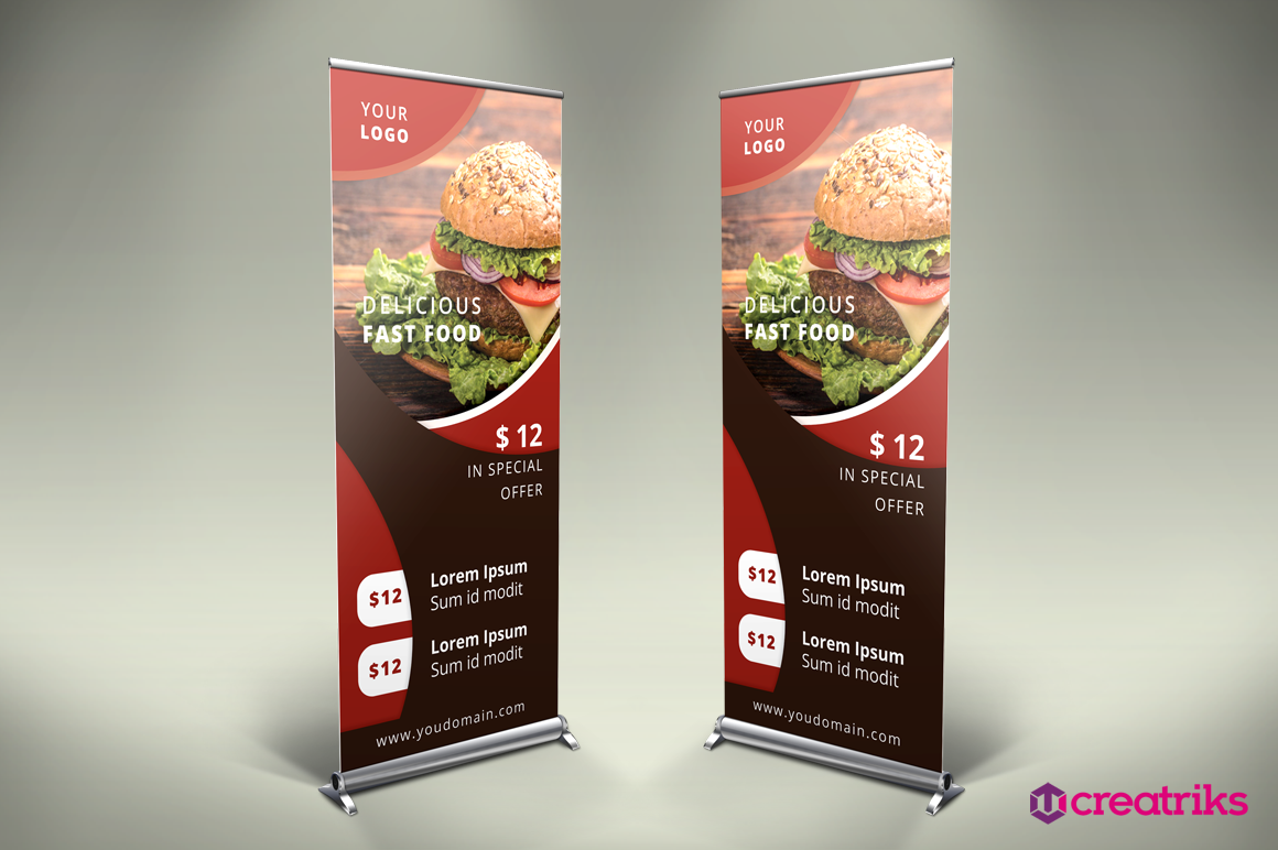 Fast Food Roll Up Banner - v008 ~ Presentation Templates 