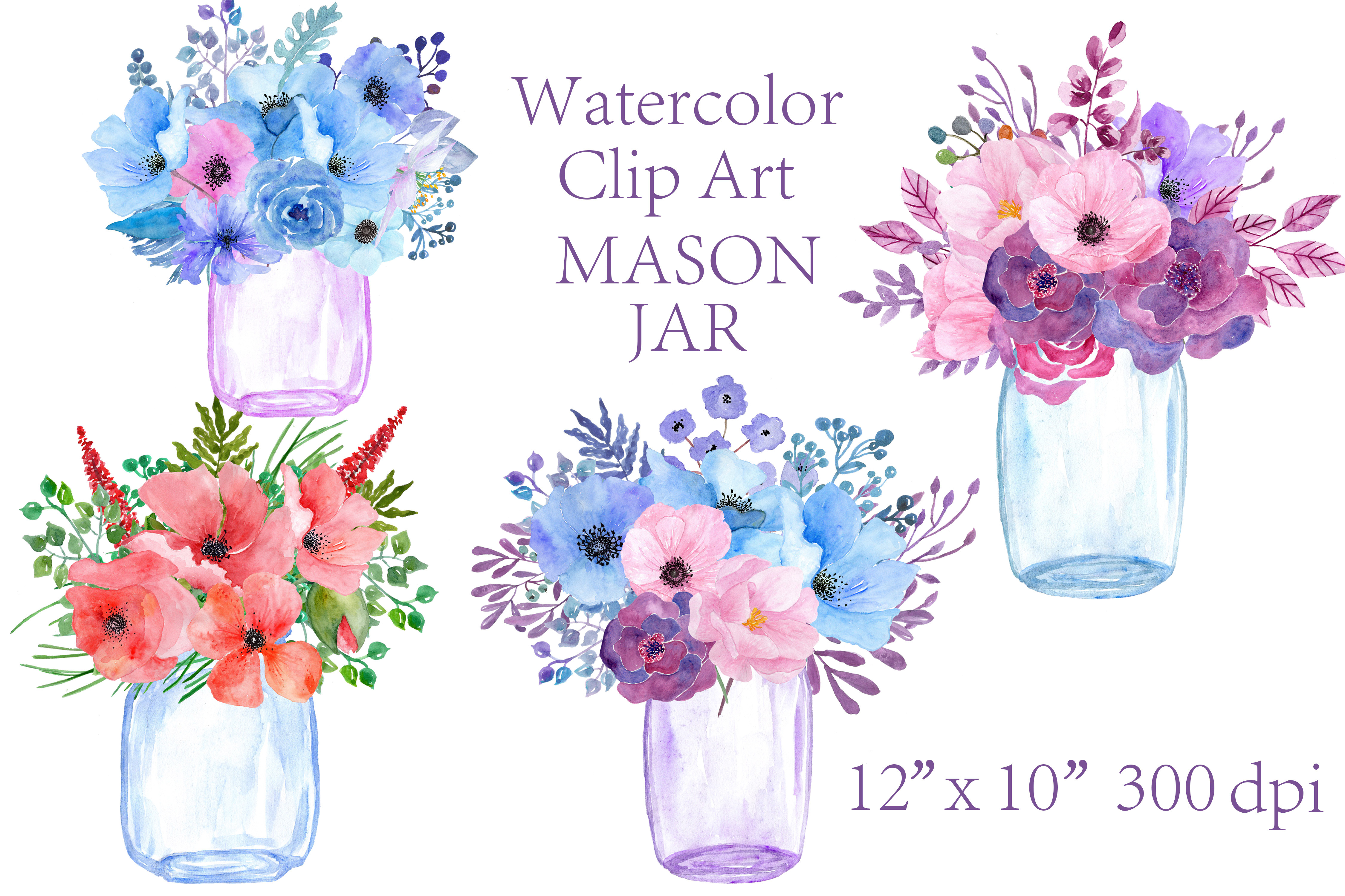 portfolio themes tumblr Mason Illustrations Creative clipart Jar Market ~ Watercolor ~