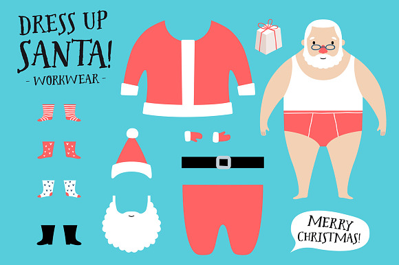 Dress Up Santa Christmas Set in Illustrations