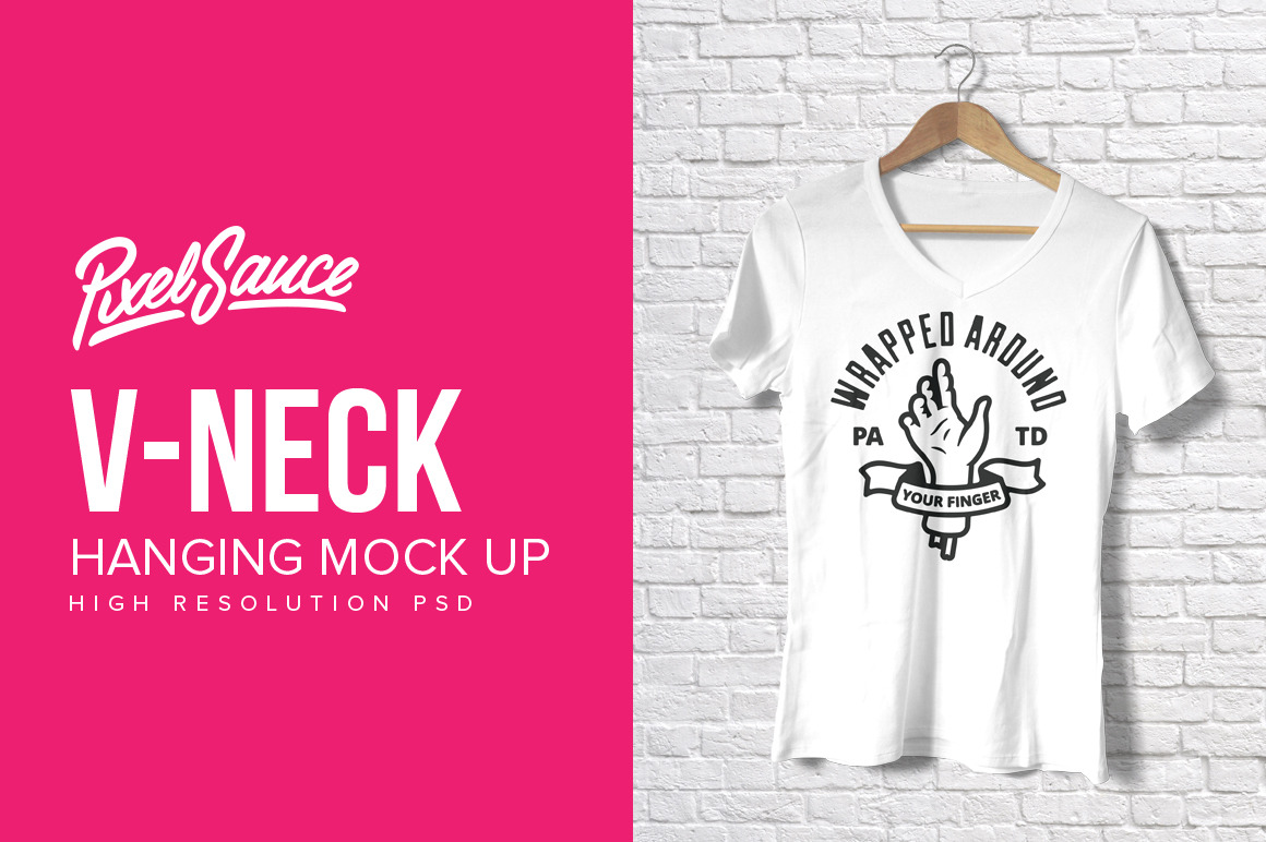 Download Hanging V-Neck T-Shirt Mock Up ~ Product Mockups ...