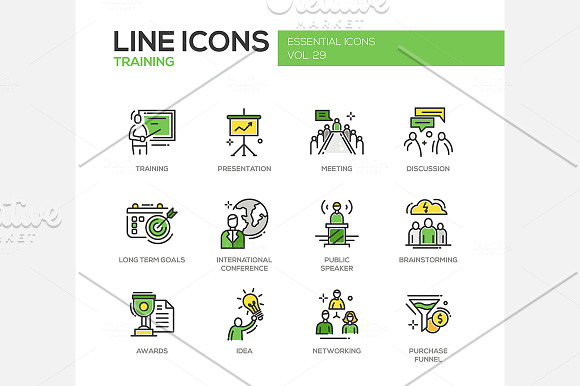 Business Training - Line Icons Set in Icons