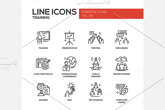 Business Training - Line Icons Set in Icons - product preview 1