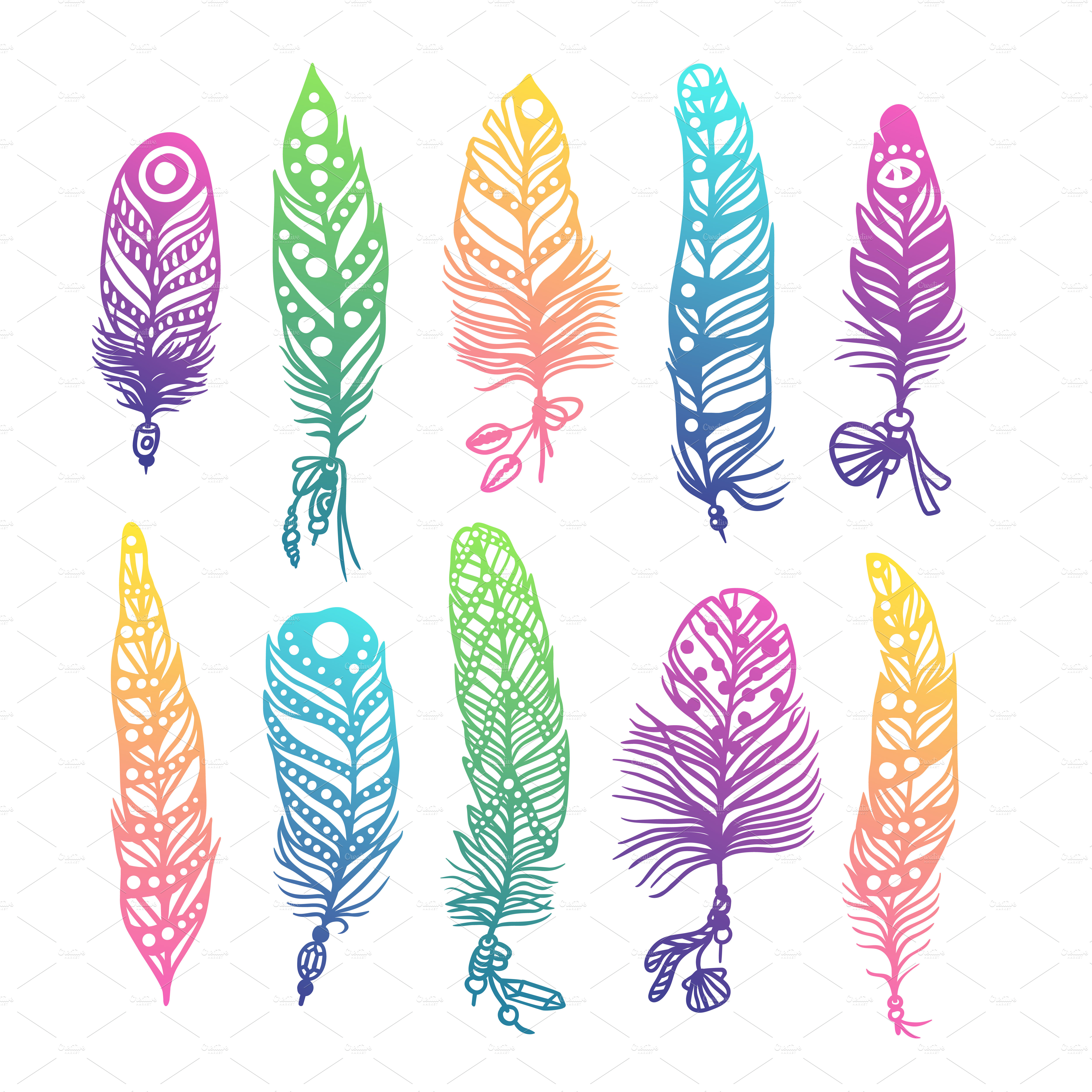 Download Boho feather hand drawn vector ~ Illustrations ~ Creative ...