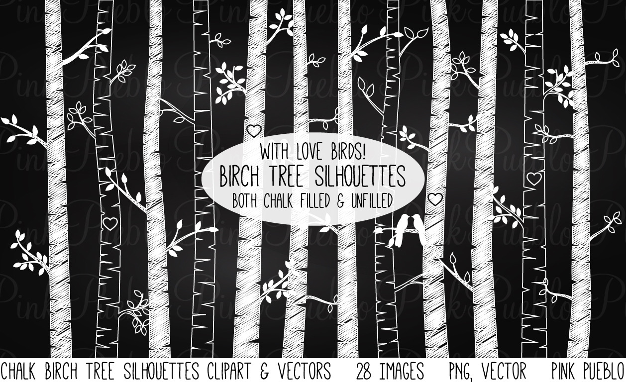Chalkboard Birch Tree Clipart/Vector ~ Illustrations ...