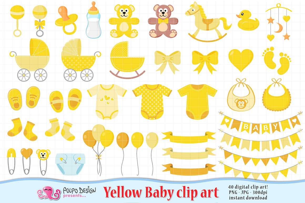 Yellow Baby clipart ~ Graphic Objects ~ Creative Market