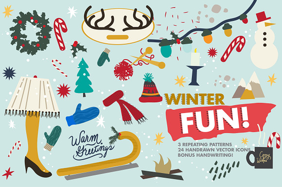 Winter Fun Vector Set in Icons