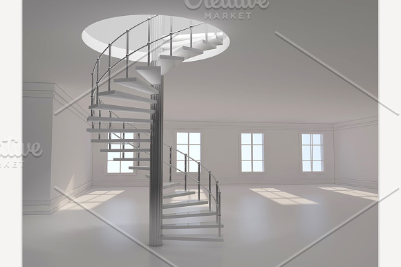 Spiral Stair 3D Rendering