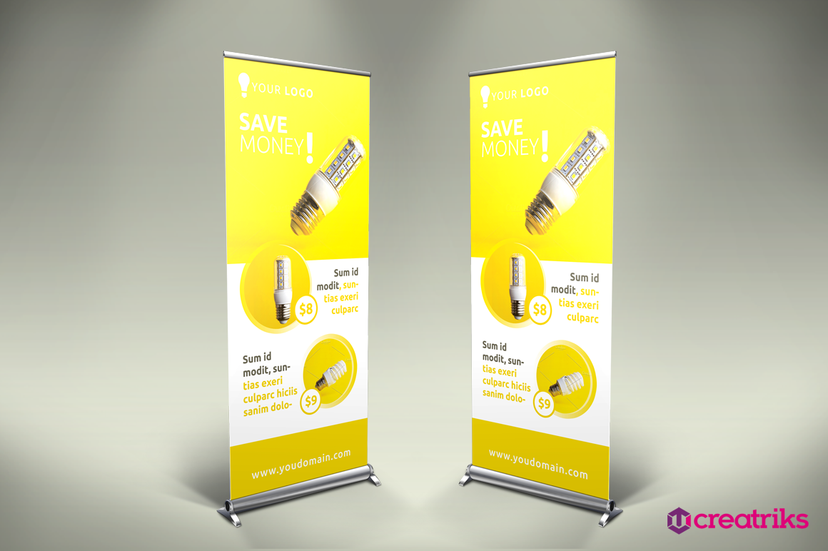 Led Lighting Roll Up Banner Flyer Templates Creative 