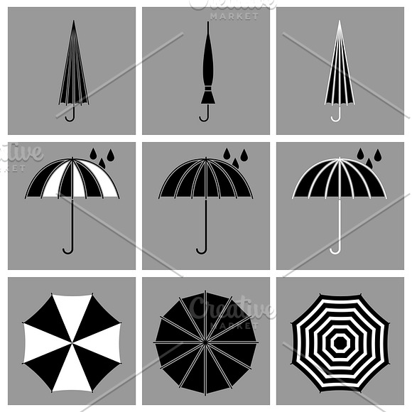 Umbrella Black Vector Icons