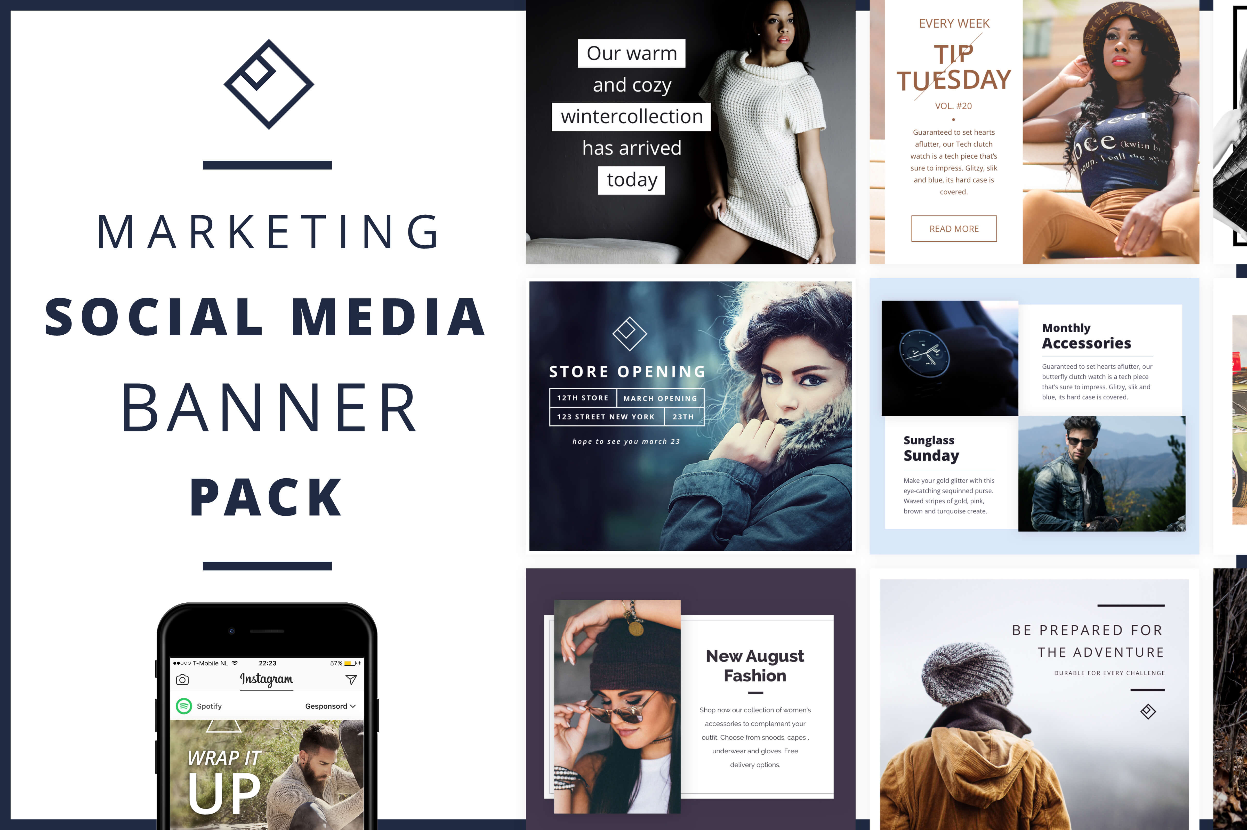 SOCIAL MEDIA Banner Pack Social Media Templates Creative Market