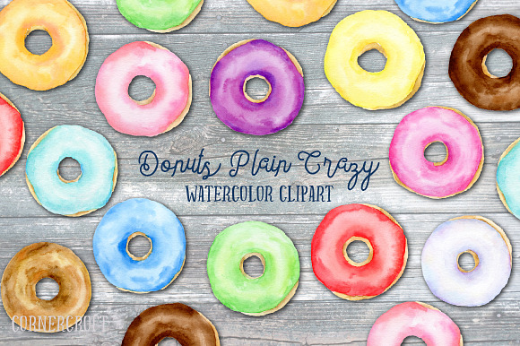 Donuts Plain Crazy Watercolor