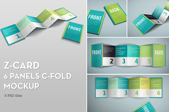 Free Z-Card Mock-up - 6 Panels C-Fold