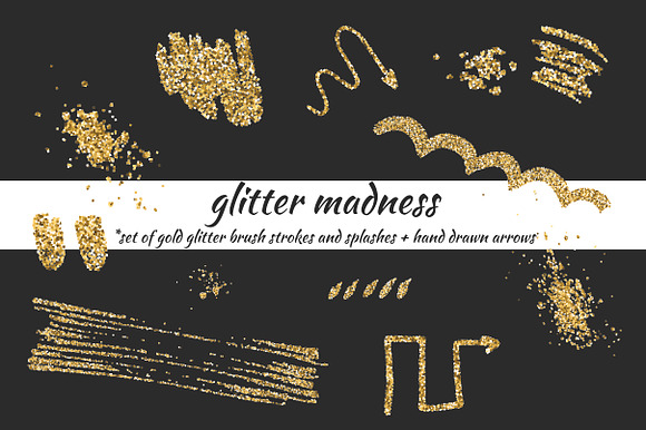 Glitter madness-set of gold elements in Textures