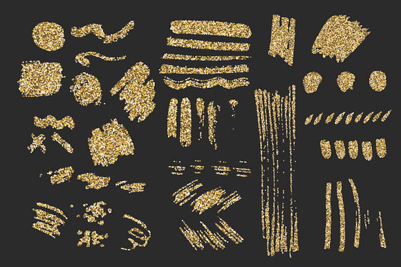 Glitter madness-set of gold elements in Textures - product preview 3