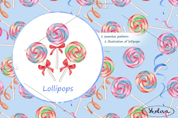 Lollipops. Watercolor in Illustrations