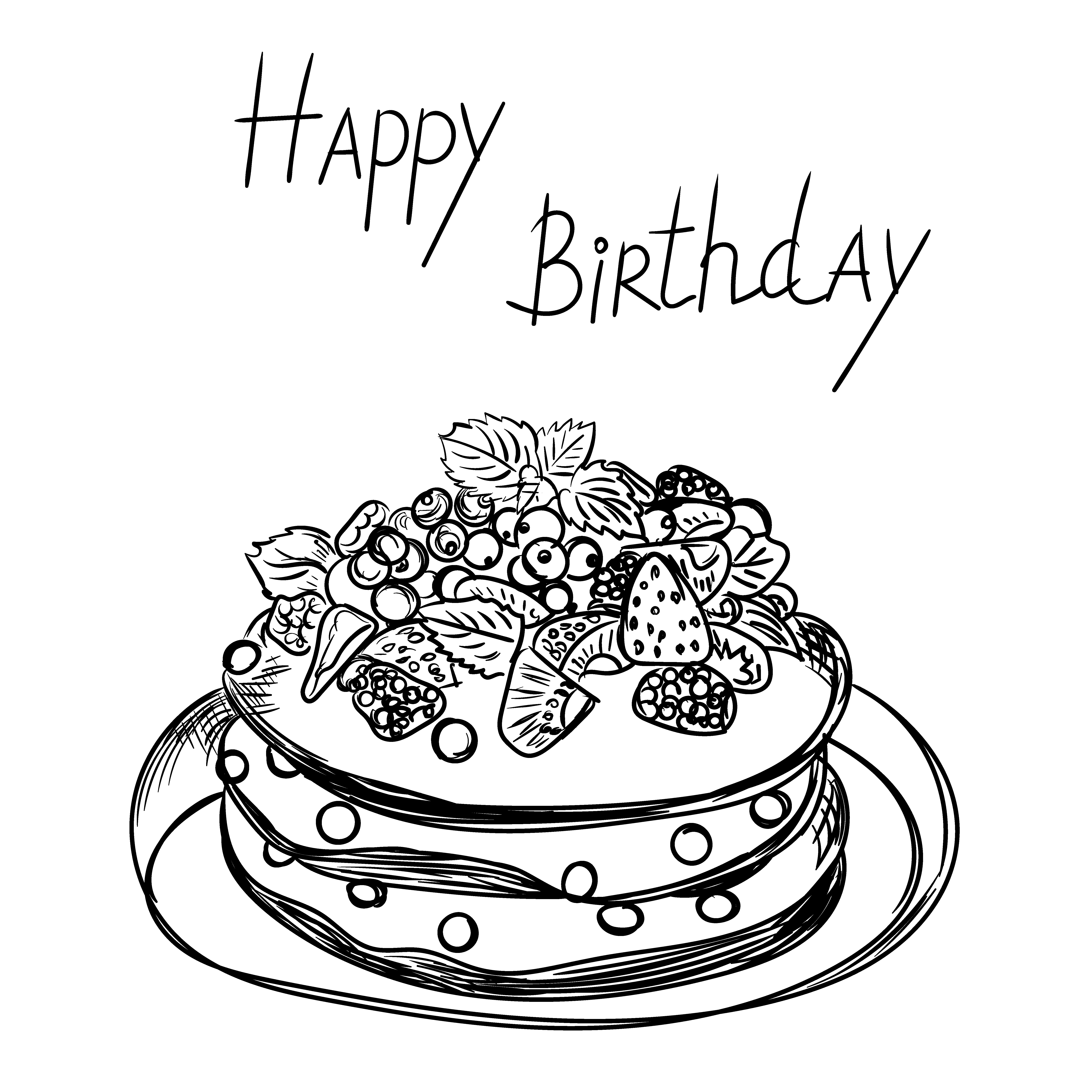 Birthday cake in sketch style Illustrations Creative Market
