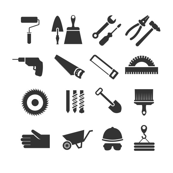 Construction Tools Black Icons