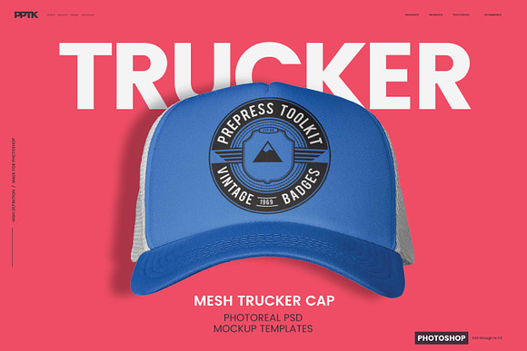 Download Download Trucker Cap Photoshop Template - Free PSD Mockups Background Templates