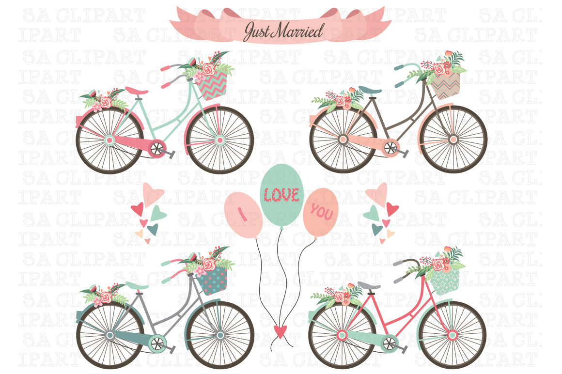 Wedding Bike Clipart ~ Illustrations ~ Creative Market
