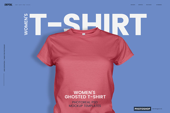 Download Women's Ghosted T-Shirt Mockup