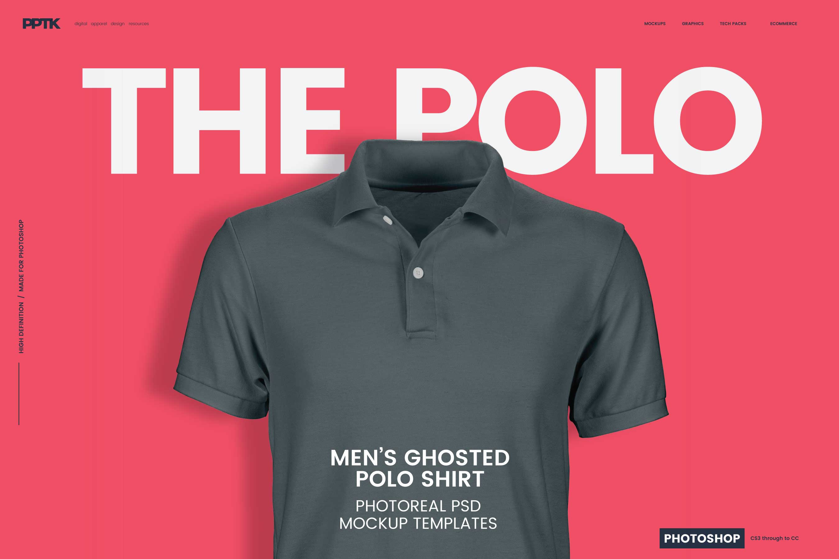 Download Men's Ghosted Polo Shirt Mockups ~ Product Mockups ... Free Mockups