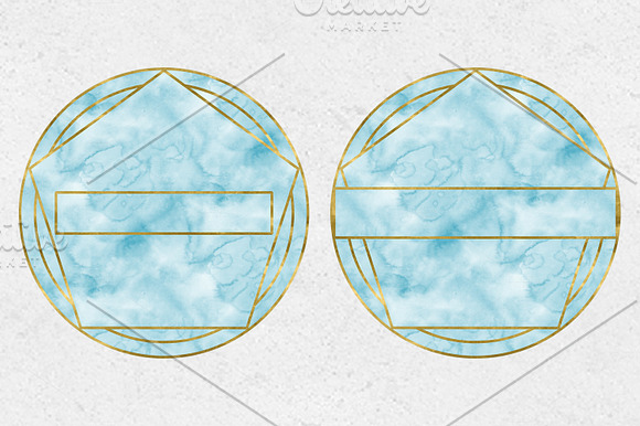 Blue Watercolor Geometric Logo Pack in Illustrations - product preview 3