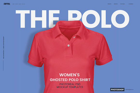 Download Womens Ghosted Polo Shirt Templates