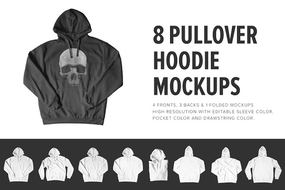 Download Free Download 8 Premium Pullover Hoodie Mockups PSD Mockup Template