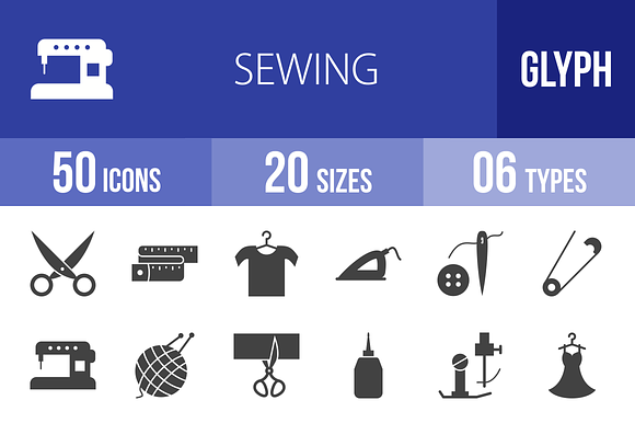 50 Sewing Glyph Icons