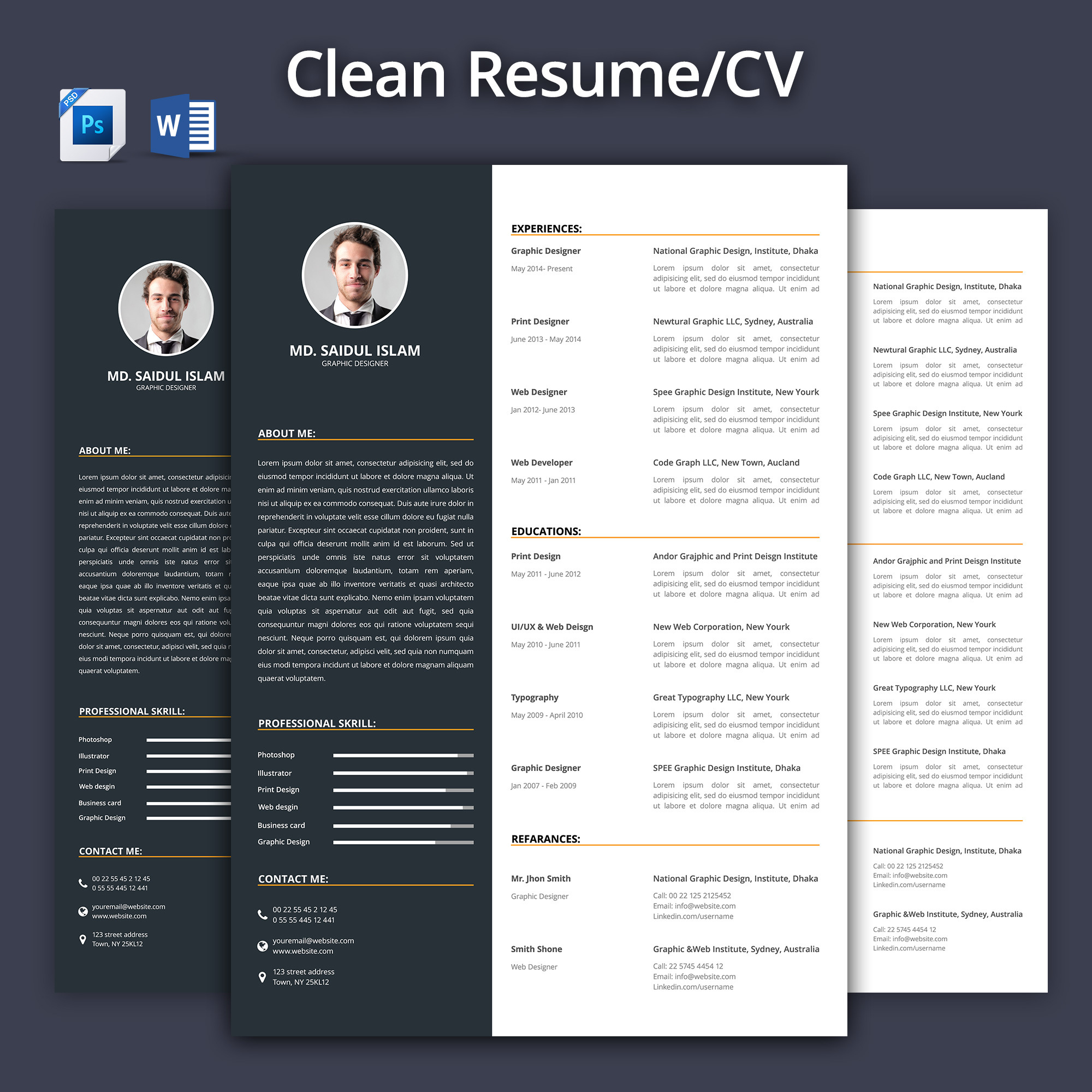 Clean Resume - CV 2017 ~ Resume Templates ~ Creative Market