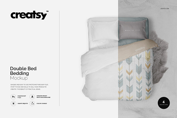 Download Double Bed Bedding Mockup