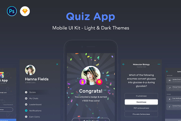 Quiz App - Mobile Trivia Game UI Kit ~ Web Elements ...
