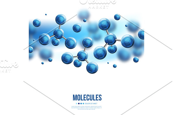 Molecular Structure With Blue Spherical Particles