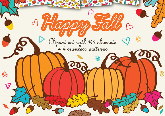 Happy Fall Clipart Handmade Graphics - Illustrations