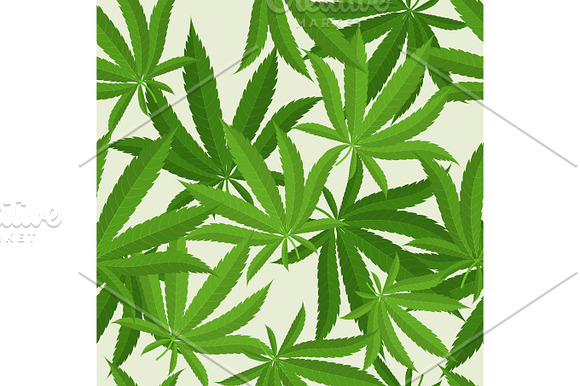 Seamless pattern with marijuana hemp leaves. Vector illustration. - Illustrations