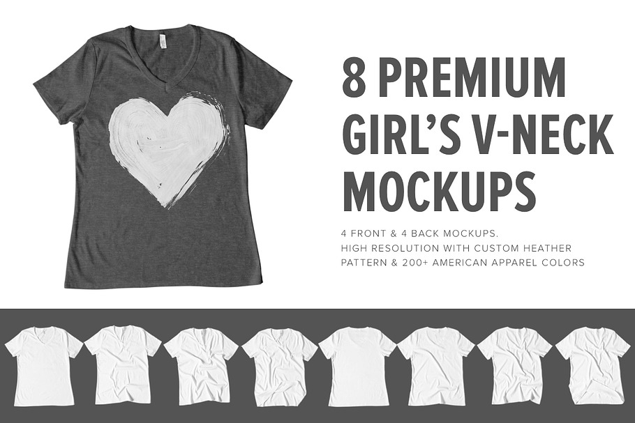 Premium Girls V Neck T Shirt Mock Up Product Mockups Creative Market