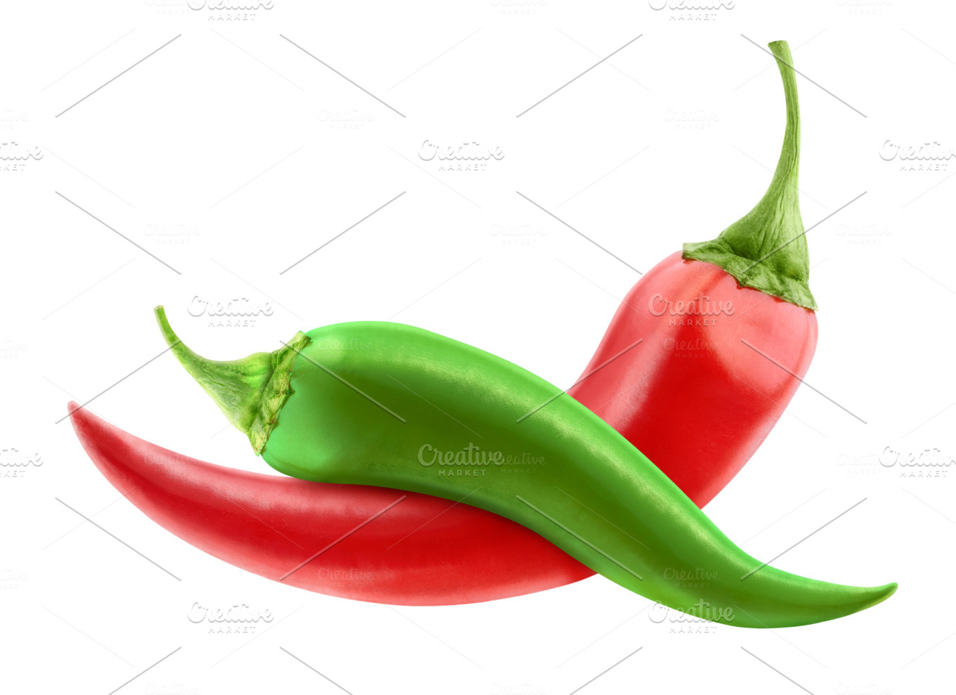 Download Red and green hot peppers isolated ~ Food & Drink Photos ...