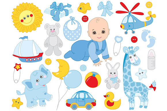 Download Vector Baby Boy, Newborn, Baby Toys ~ Illustrations ~ Creative Market