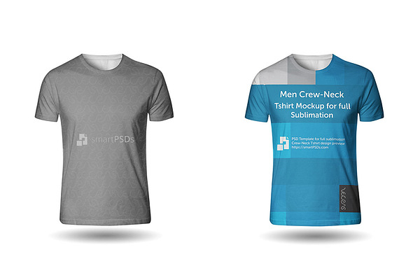 Download Men Crew-Neck T-Shirt Sublimation PSD Template - Download ...