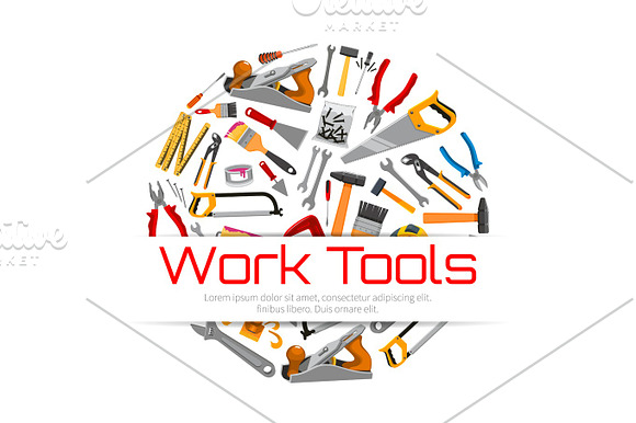 Work Tools Poster Of Carpentry Repair Instruments