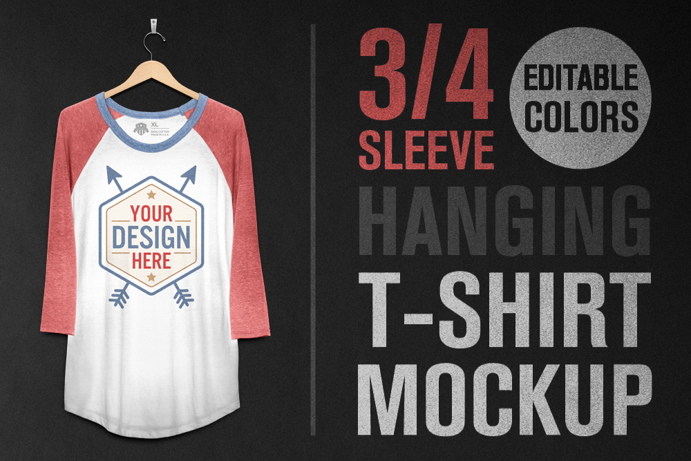 Download Hanging 3/4 Sleeve T-Shirt Mockup ~ Product Mockups ...