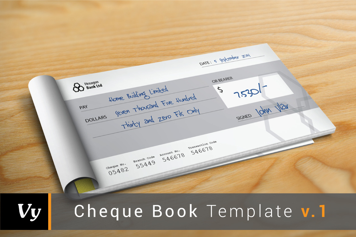 Cheque/Check Book Template v.01 ~ Stationery Templates 