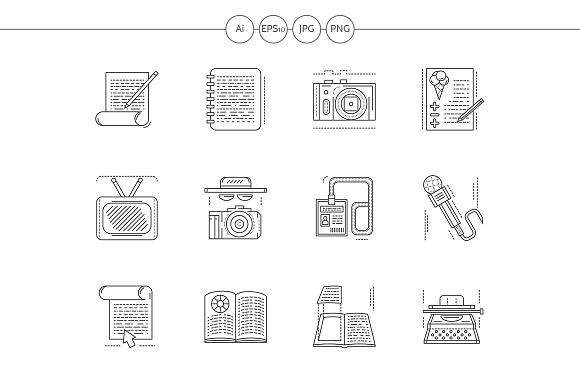 Media publishing flat line icons - Icons