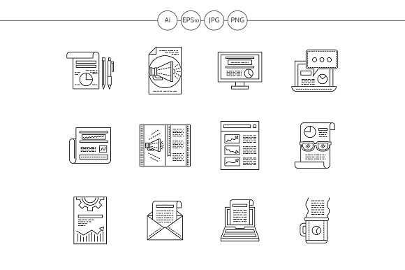 Web publications flat line icons - Icons